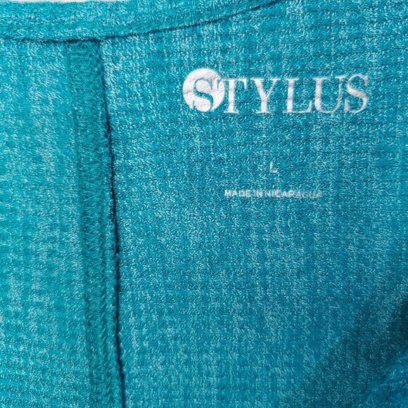 Stylus Top Teal Pullover Round Neck 3/4 Sleeve Women's Size Large - Picture 2 of 8